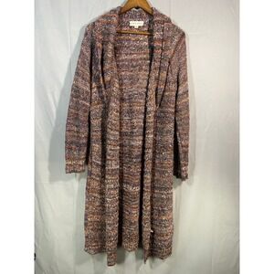 Knox Rose XL Long Cardigan Sweater Alpaca Wool Blend Toggle Buttons Marled Knit